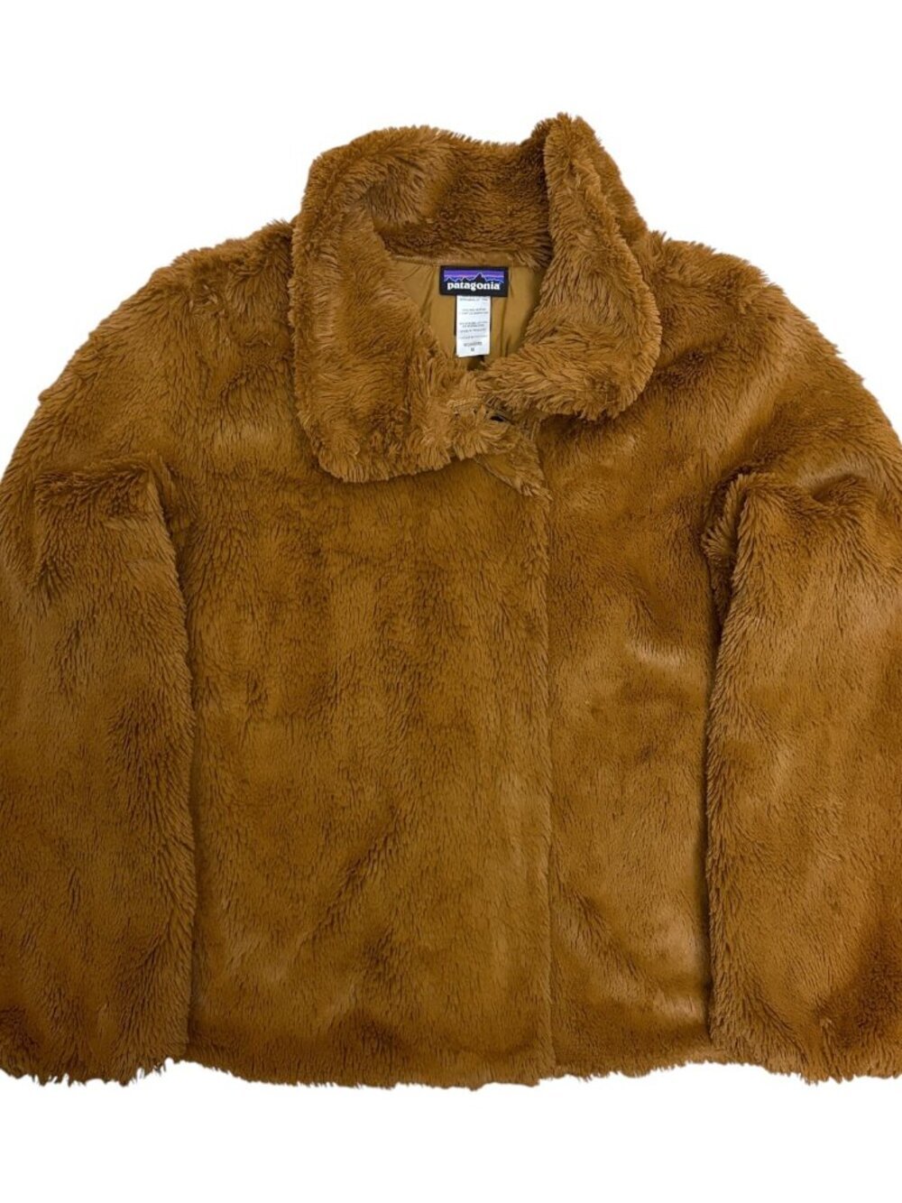 PATAGONIA Faux Fur Jacket Fleece Winter Fall Brown Outdoor Coat Womens Medium
